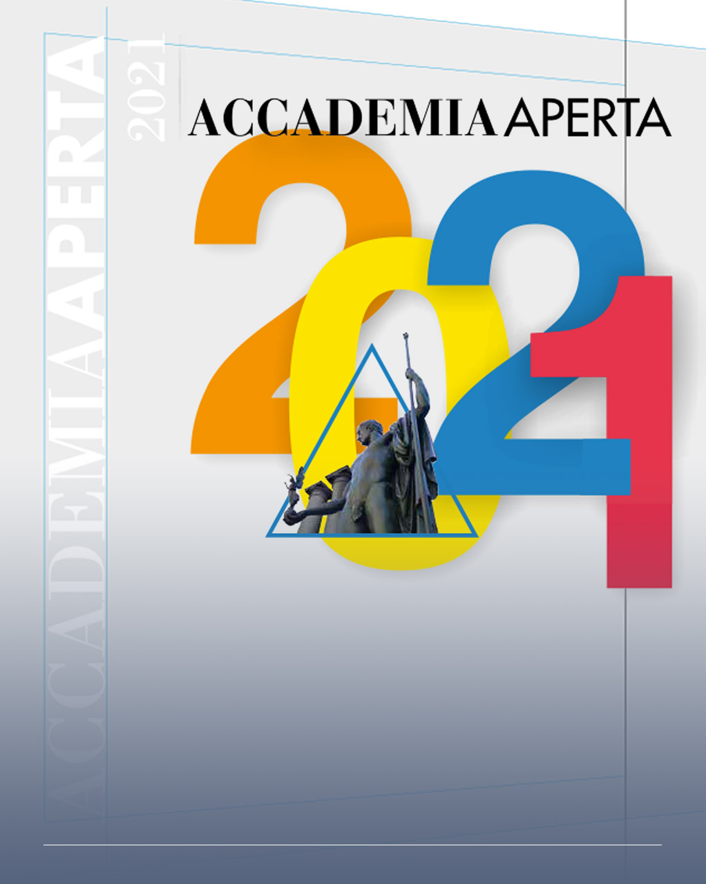 Immagine con la scritta 2021 a colori, il logo di Brera e la dicitura accademia aperta