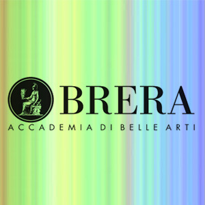 Logo Accademia di Brera su fondo arcobaleno