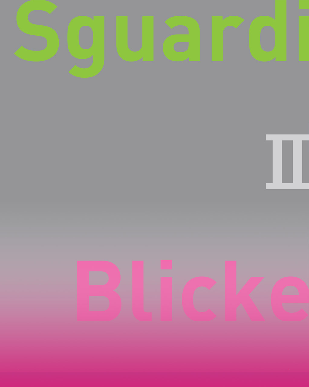 immagine con sfondo grigio e titolo Sguardi II Blicke
