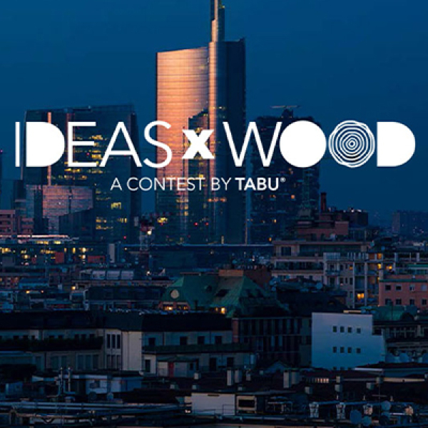 Skyline di Milano con logo contest IdeasXWood by TABU