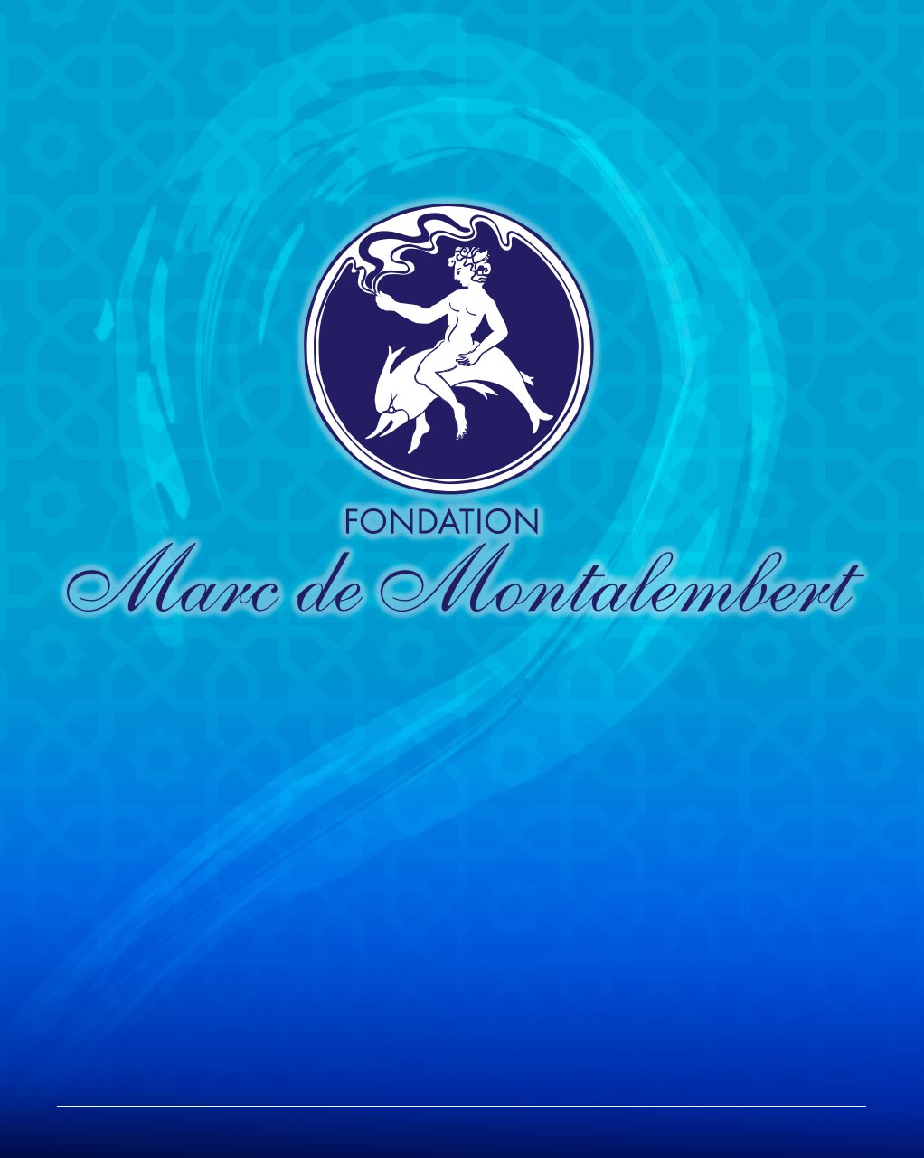 Logo istituzionale di Marc de Montalembert su sfondo azzurro