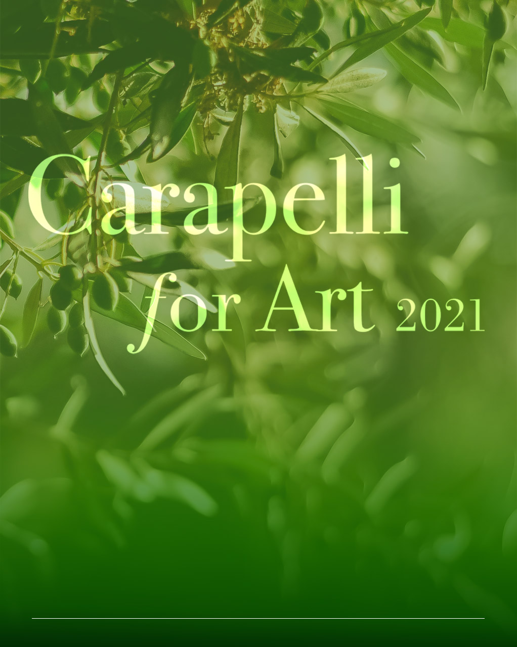 fotografia di un ramo di olivo con il titolo caramelli for art 2021