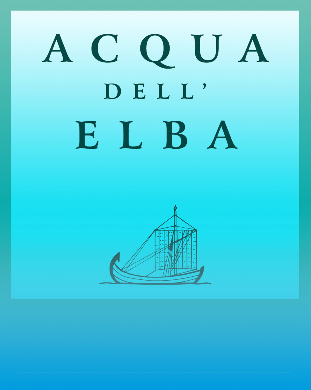 immagine sui toni dell'azzurro con un veliero del marchio Acqua dell'Elba