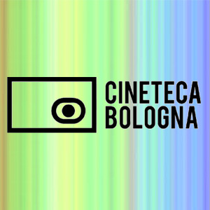 Logo Cinteca bologna su fondo arcobaleno