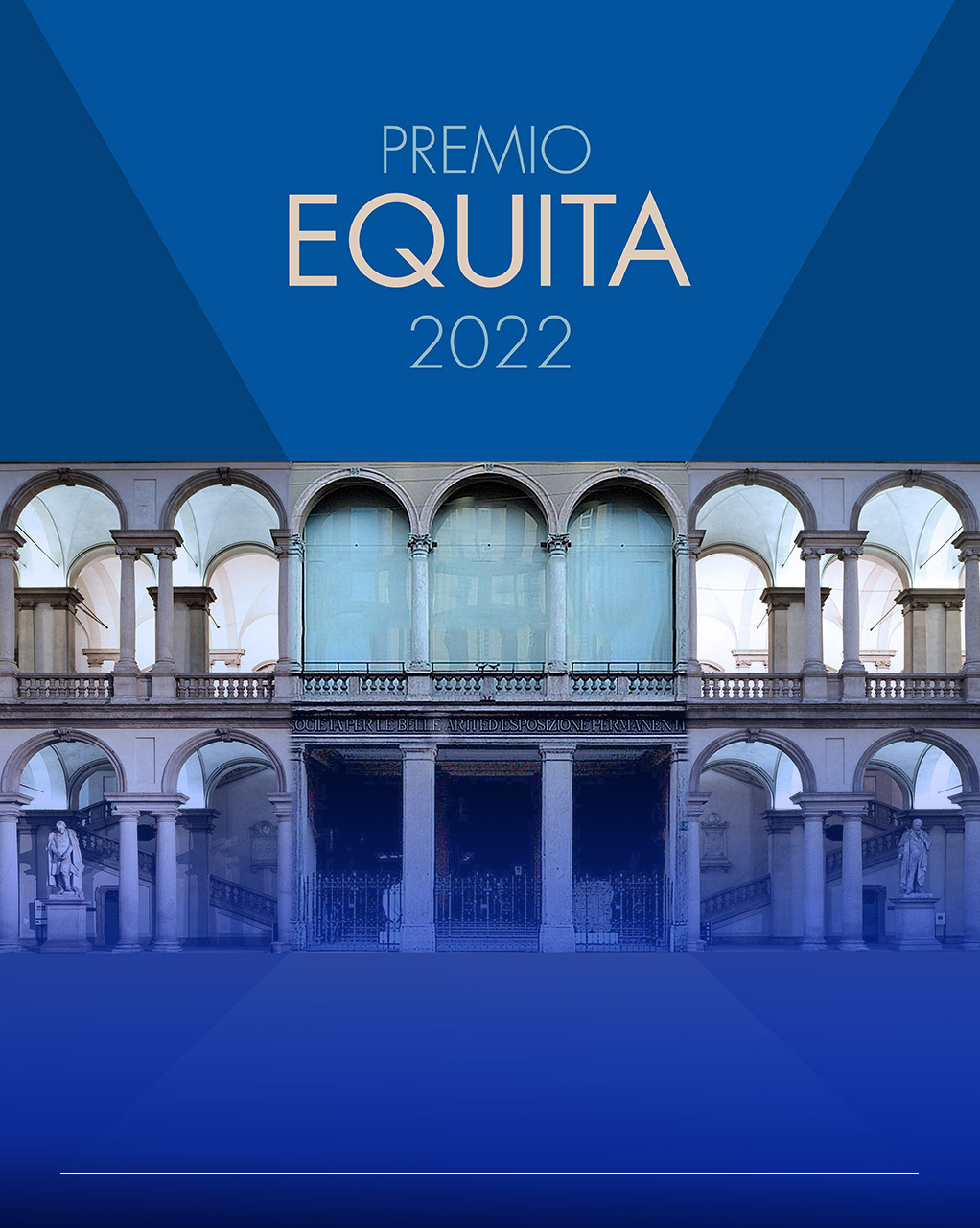 Arcate del piano superiore del Palazzo di Brera e del Museo della permanente con il titolo Premio Equita 2022